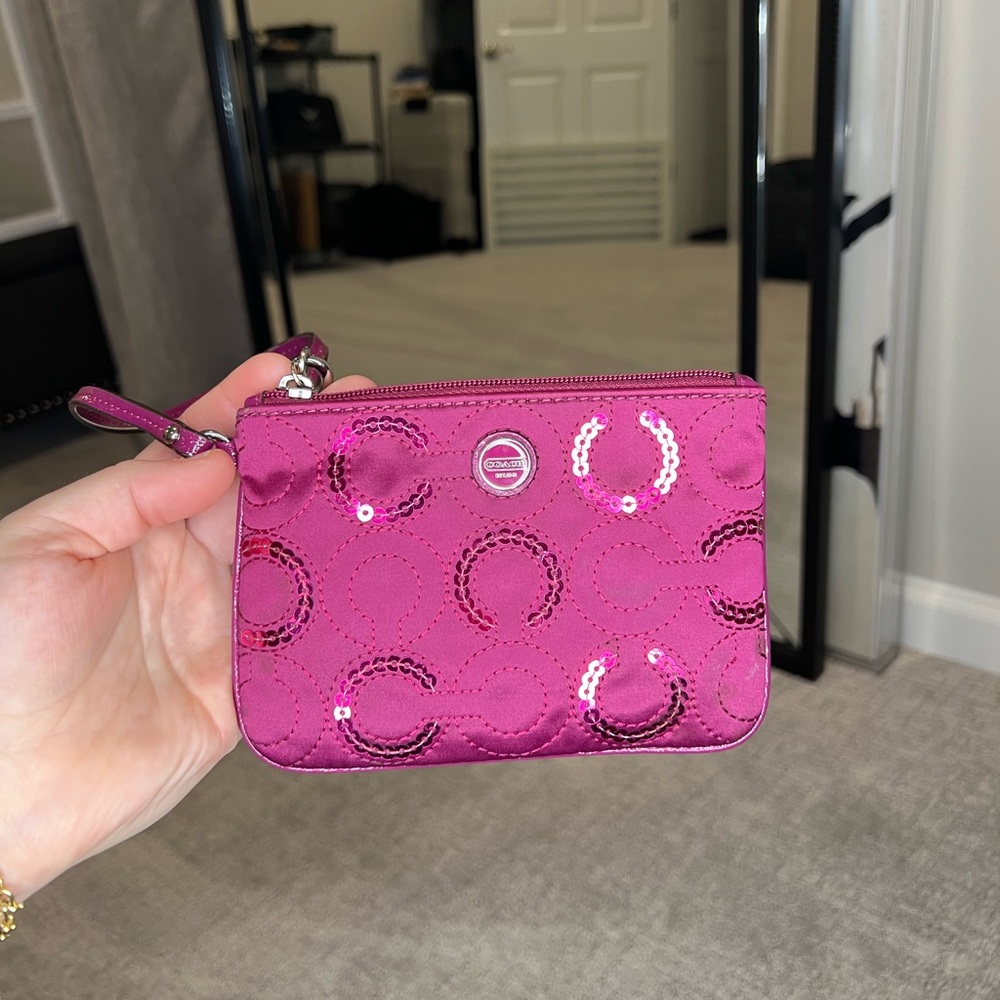 Authentic Coach Pink Sequence Wristlet